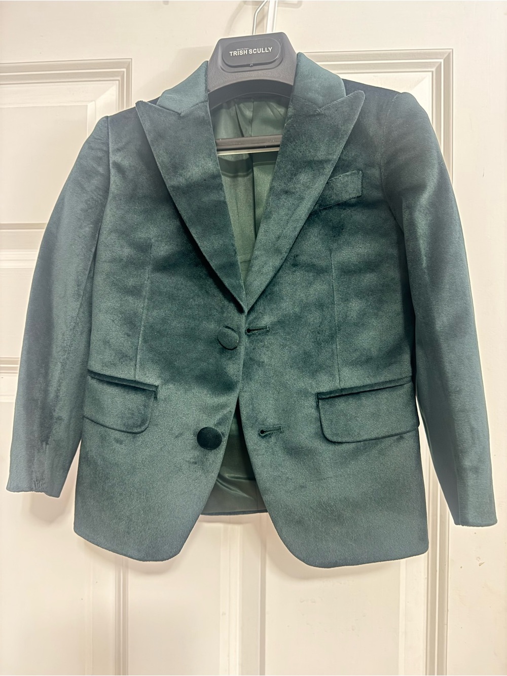 Trish Scully Kids' Velvet Blazer in Deep Green